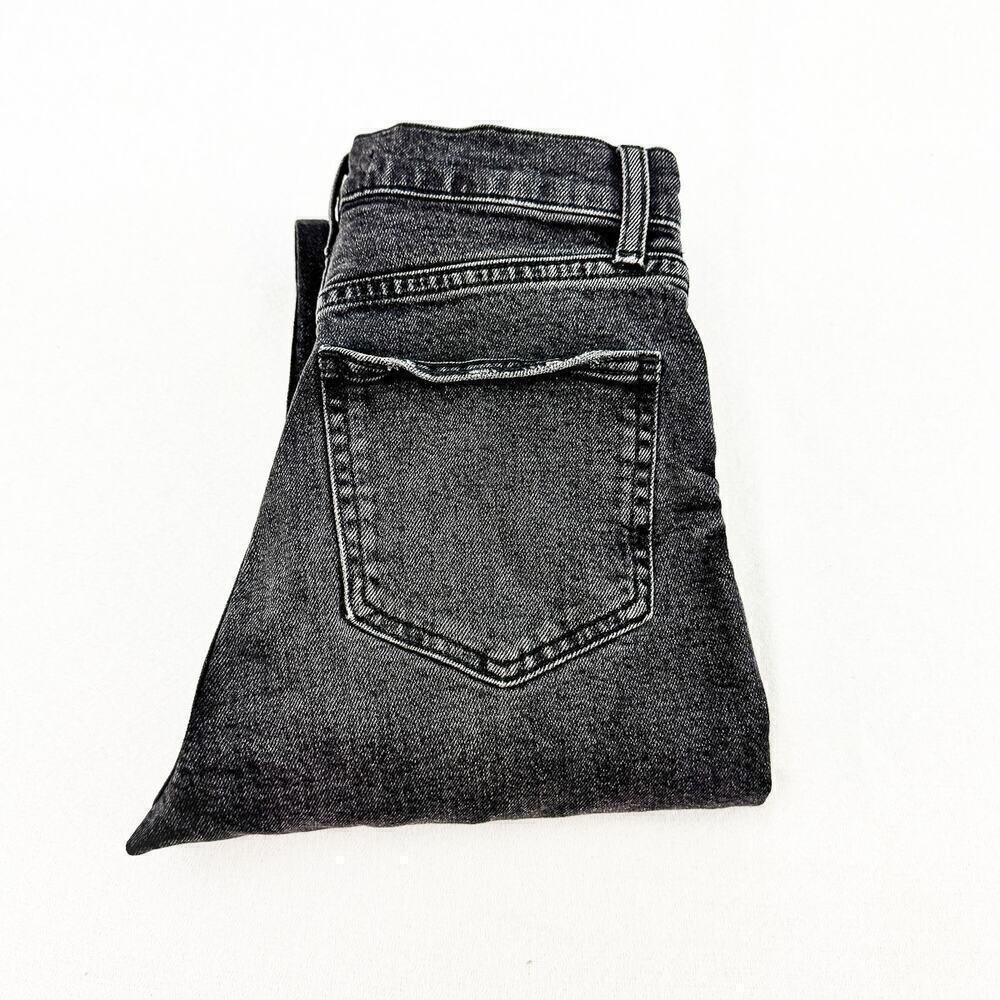 Zara Button Fly Denim Skinny Jeans Charcoal Black Raw Hem Size 2